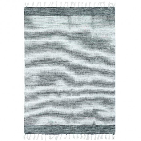Tapis Terra - 120 x 170 cm - Bandes gris, argent et blanc