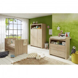 OLIVIA SONOMA Chambre bébé complete : lit 70*140cm + commode + armoire - Chene naturel