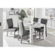 Table de salle a manger - Blanc marbre - MARMO - L 180 x P 90 x H 79 cm