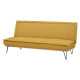 Clic-clac 2 places - Tissu jaune moutarde - Pieds en métal - L 185 x P 85 x 84 cm - RICO