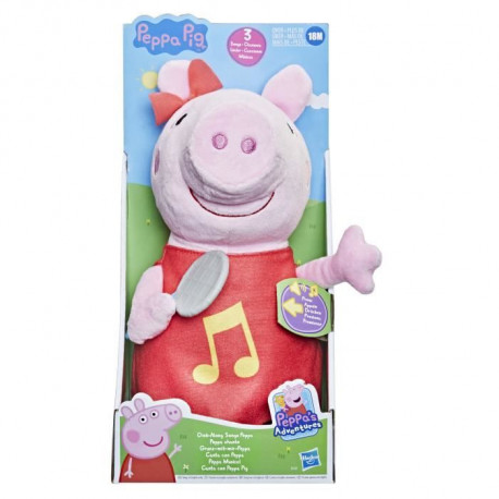 PEPPA PIG - Peppa chante - Peluche chantante avec robe rouge pailletée et noeud - chante 3 chansons - des 3 ans