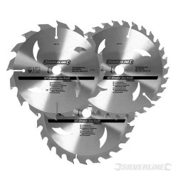 SILVERLINE Lot de 3 lames TCT pour scie circulaire : 16, 24 et 30 dents