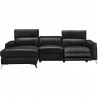 Canapé d'angle gauche EDISON - Cuir de vachette et simili-Noir -1  place relax électrique -  L 275 x P 231 x H 95 cm