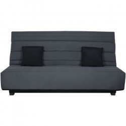 DUNLOPILLO Banquette Clic clac - Tissu Gris + 2 coussins Noir - L 194 x P 98 x H 102 cm - Made in France - ALEX