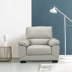 Fauteuil - Cuir et simili gris clair - NEWTON