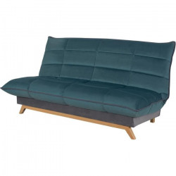 SIMMONS Banquette Clic clac 120x190 - Tissu bleu pétrol - Made in France - SAMANTHA