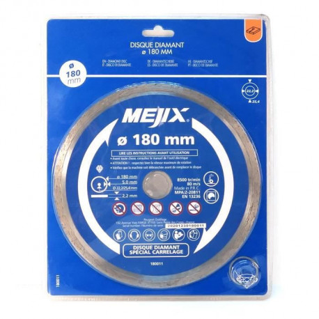 MEJIX Disque diamant 180 mm, BR 25,4 / 22,2 mm