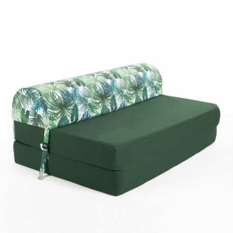 Banquette 2 places - Tissu Vert Deep Jungle - L 115 x P 75 x H 45 cm