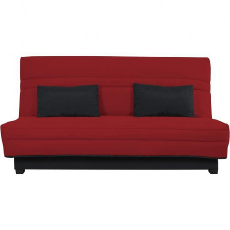 SIMMONS Banquette Clic clac Simmons- Tissu Rouge + 2 coussins Noir - Made in France - L 194 x P 98 x H 100 cm - VANDA
