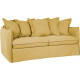 Canapé 3 places convertible - Tissu effet lin jaune moutarde - Couchage express - L177 x P104 x H89 cm - CIPRO