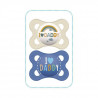 MAM Sucette Décor Message - 2-6 mois - Silicone - Bte stérilisation - Lot de 2 - Daddy bleu