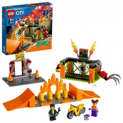 LEGO 60293 City Stuntz L'Aire d'Entraînement des Cascadeurs, Rampes, Cage Araignées et Moto Rétrofriction
