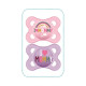 MAM Sucette Décor Message - 2-6 mois - Silicone - Bte stérilisation - Lot de 2 - Mommy rose