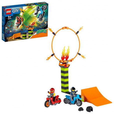 LEGO 60299 City Stuntz Le Spectacle des Cascadeurs, Motos a Rétrofriction, Cercle de feu, Figurine Duke DeTain