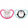 Nuk Sucette Physiologique Silicone Space +6m Chat Pingouin Lot de 2