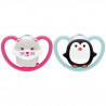 Nuk Sucette Physiologique Silicone +18m Chat Pingouin Lot de 2