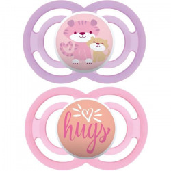 MAM Sucette Perfect - a partir de 6 mois - Silicone - Lot de 2 - Boîte stérilisation - Ours rose /Hugs