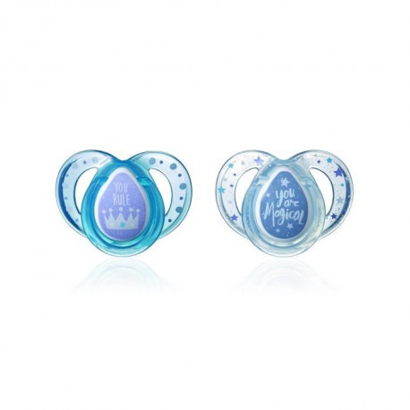 TOMMEE TIPPEE 2 Sucettes CTN Classique 6-18m (couleurs aléatoires - Rose/bleu/transparent)