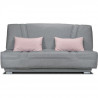 COMFORT BULTEX Banquette clic clac - Tissu Gris + Coussins déco rose - L193 x P9