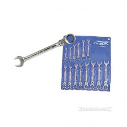 SILVERLINE Trousse de 14 clés mixtes a cliquet - Tete inclinable - Acier chrome vanadium durci