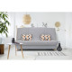GRUHIER Banquette clic clac BULTEX - Tissu Gris + Coussins déco rétro - L193 x P