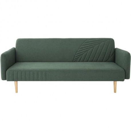 Banquette convertible 2 places en bois - Tissu Kaki - L 202 x P 97 x H 79 cm - STELLA