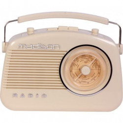 MADISON MAD-VR60 - Radio rétro - Bluetooth, Radio FM, Entrée MP3 - Réglage de tonalité