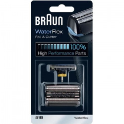 Grille et bloc-couteaux de Rechange compatible avec les rasoirs WaterFlex - BRAUN 51B Noire