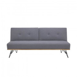 Clic clac convertible avec dossier en 2 parties reglables - Tissu gris foncé - Pieds métal noir - L 180 x P 84 x H 83 cm - EL…