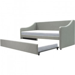 Lit banquette gigogne EVEN - 90 x 190 cm  - Tissu - Gris - Sommiers inclus