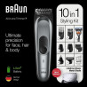 Braun MGK7221 10-En-1 Tondeuse - moteur auto-senseur - 13 longueurs (0,5 a 21 mm) - lames affûtées inusables en métal