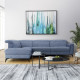 Canapé d'angle gauche avec 1 place relax électrique - Tissu bleu clair - L 292 x P 232 x H 99 cm - MELBOURNE