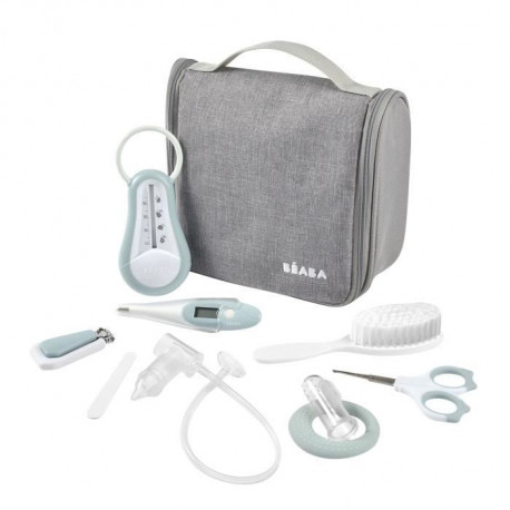 BÉABA Trousse de toilette nomade bébé, 9 accessoires, Green blue