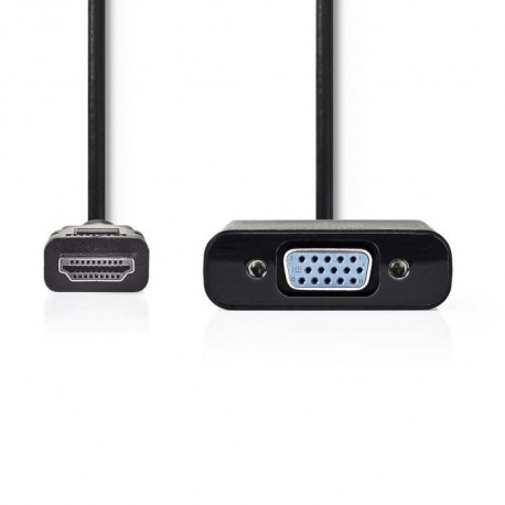 NEDIS HDMI - VGA Cable - HDMI Connector  -  VGA Female + 3.5 mm output - 0.2 m - Noir