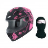 ASTONE Casque Intégral GT Lady Custom Noir et Fuchsia + Cagoule