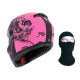 ASTONE Casque Intégral GT Lady Custom Noir et Fuchsia + Cagoule
