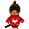 Monchhichi - peluche - Fille pull rouge coeur blanc 20 cm