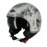ASTONE Casque moto Jet mini 66 Flash tatoo - Gris argenté brillant