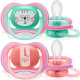 PHILIPS AVENT SCF349/15 Lot de 2 Sucettes Ultra Air - 18 mois et + Vert et rose