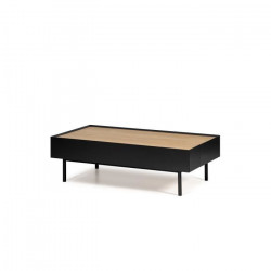 ARISTA Table basse 2 tiroirs - Décor chene et noir - L 110 x P 60 x H 34 cm