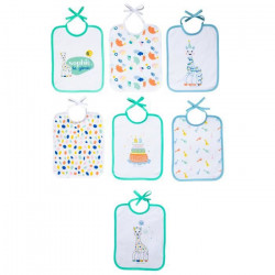 BABYCALIN Sophie La Girafe Lot de 7 bavoirs naissance  - 20 x 25 cm  Multicolore