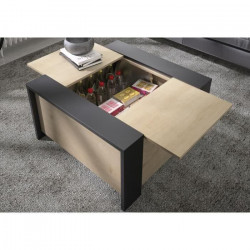 GAMI Table basse bar - Style urbain 6 Décor chataigner et noir - L 78 x P 78 x H 44 cm - AURORA