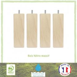 Jeu de pieds carrés en bois - L 5,4 x l 5,4 x H 15 cm - Lot de 4