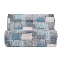 Joe Banquette BZ PATCHWORK - Tissu bleu blanc et gris - L 143 x P 101 x H 95 cm