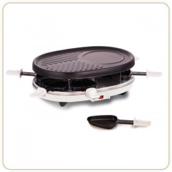 LITTLE BALANCE 8488 Cheese & Grill Party, Raclette Grill Plancha 3 en 1, 8 personnes,  900 W, Noir & Blanc