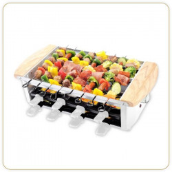 LITTLE BALANCE 8263 Raclette Alpes 1200-8, Raclette Grill Brochettes électrique, 3 en 1, 8 personnes,1200 W, Blanc