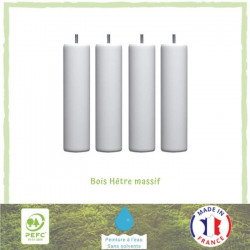 Jeu de pieds cylindriques Ø 6,2 cm H 19 cm Blanc - Lot de 4