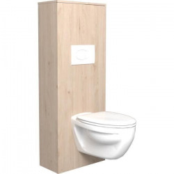 EKIPA Aménagement pour WC - Décor Chene Jackson et blanc mat - L 53 x P 27 x 140 cm - SWEAT