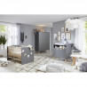 MATS Chambre bébé complete : lit 70*140cm + commode + armoire - gris anthracite