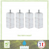Jeu de pieds carrés brossés L 6 cm x l 6 cm H 14,5 cm - Blanc - Lot de 4
